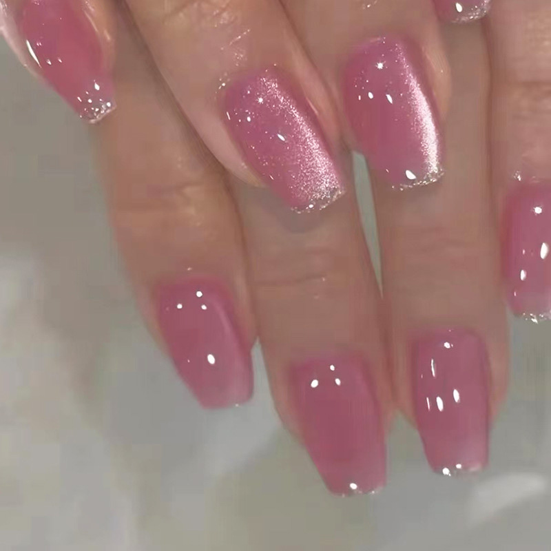 Nail Art Pink - أظافر صناعية متوسطة الحجم للنساء والفتيات،
