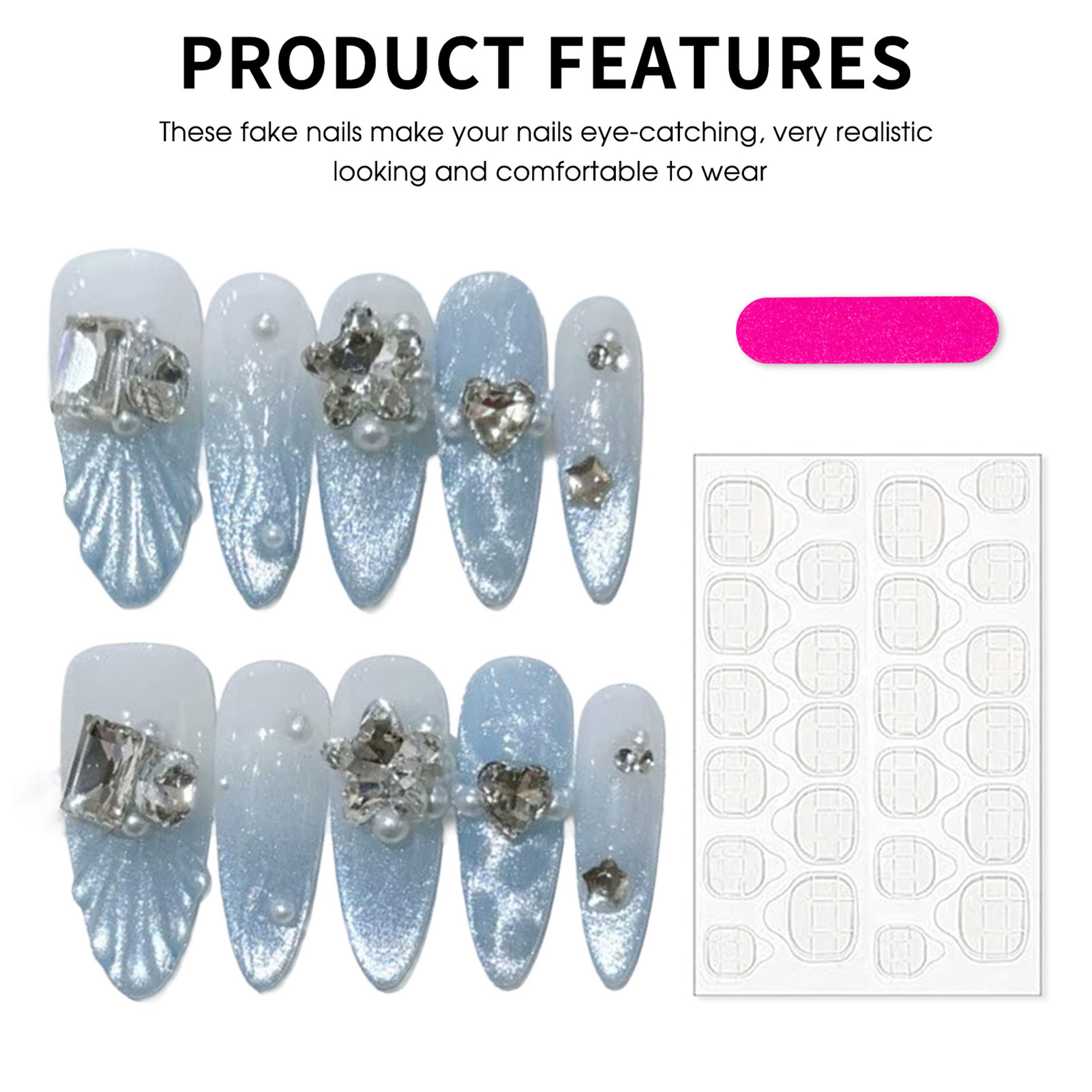 10 قطع أظافر صناعية صيفية جديد - مراجعة Nail Art Press On وسعره